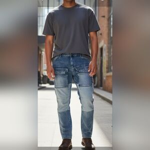 RUE 21 Premium Men's Distressed Patchwork Cargo Skinny Jeans Size 42/34